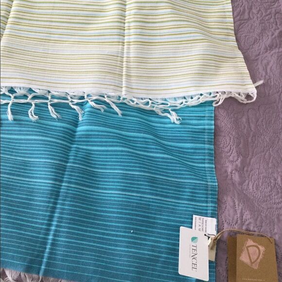 NWT ombré towel, coverup aqua, green white stripes - Picture 7 of 9